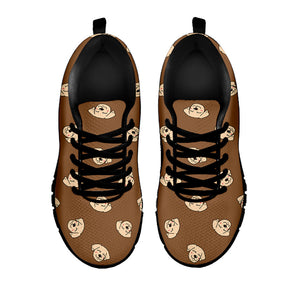 Happy Labrador Retriever Pattern Print Black Running Shoes
