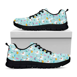 Happy Llama And Cactus Pattern Print Black Running Shoes