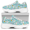 Happy Llama And Cactus Pattern Print White Chunky Shoes