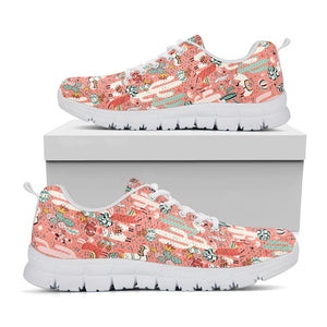 Happy Llama Pattern Print White Running Shoes