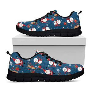 Happy Santa Claus Pattern Print Black Running Shoes