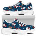 Happy Santa Claus Pattern Print White Chunky Shoes