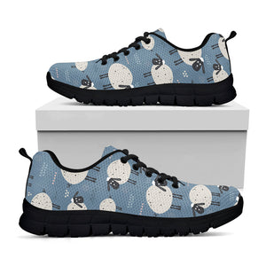 Happy Sheep Pattern Print Black Running Shoes