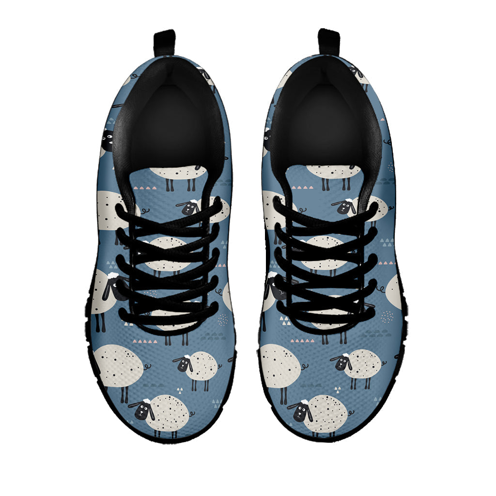 Happy Sheep Pattern Print Black Running Shoes