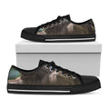 Happy Sloth Print Black Low Top Sneakers