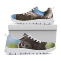 Happy Sloth Print White Running Shoes