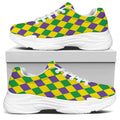 Harlequin Mardi Gras Pattern Print White Chunky Shoes