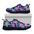 Hawaii Exotic Flowers Pattern Print Black Running Shoes