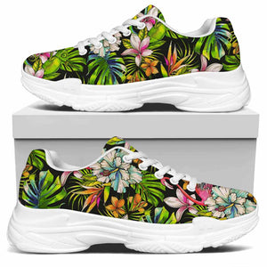 Hawaiian Aloha Tropical Pattern Print White Chunky Shoes