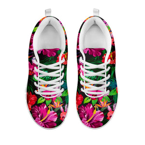 Hawaiian Floral Flowers Pattern Print White Running Shoes