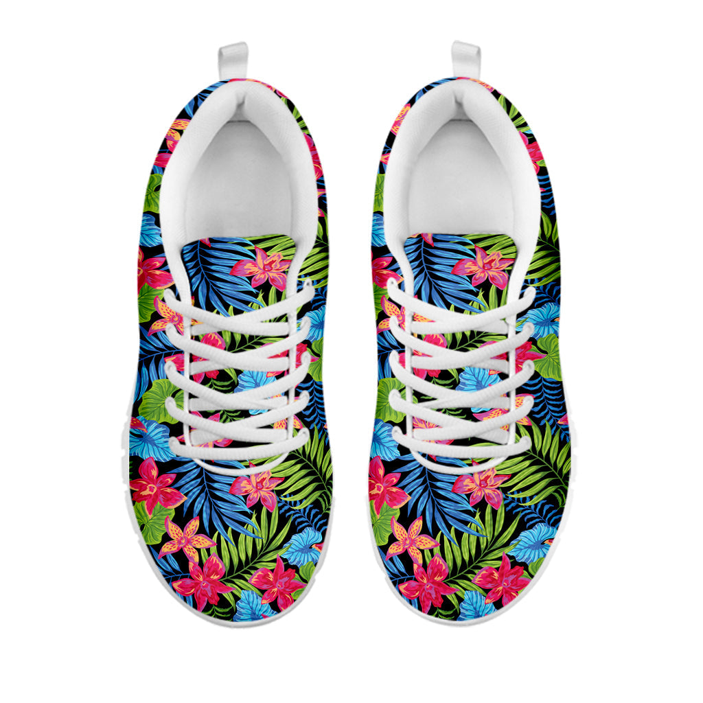 Hawaiian Floral Pattern Print White Running Shoes