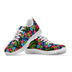Hawaiian Floral Pattern Print White Running Shoes