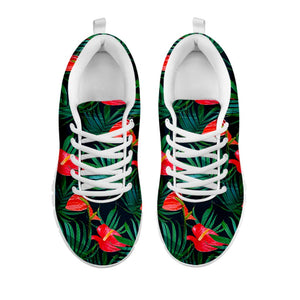 Hawaiian Tropical Flowers Pattern Print White Running Shoes