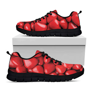 Heart Chocolate Candy Print Black Running Shoes