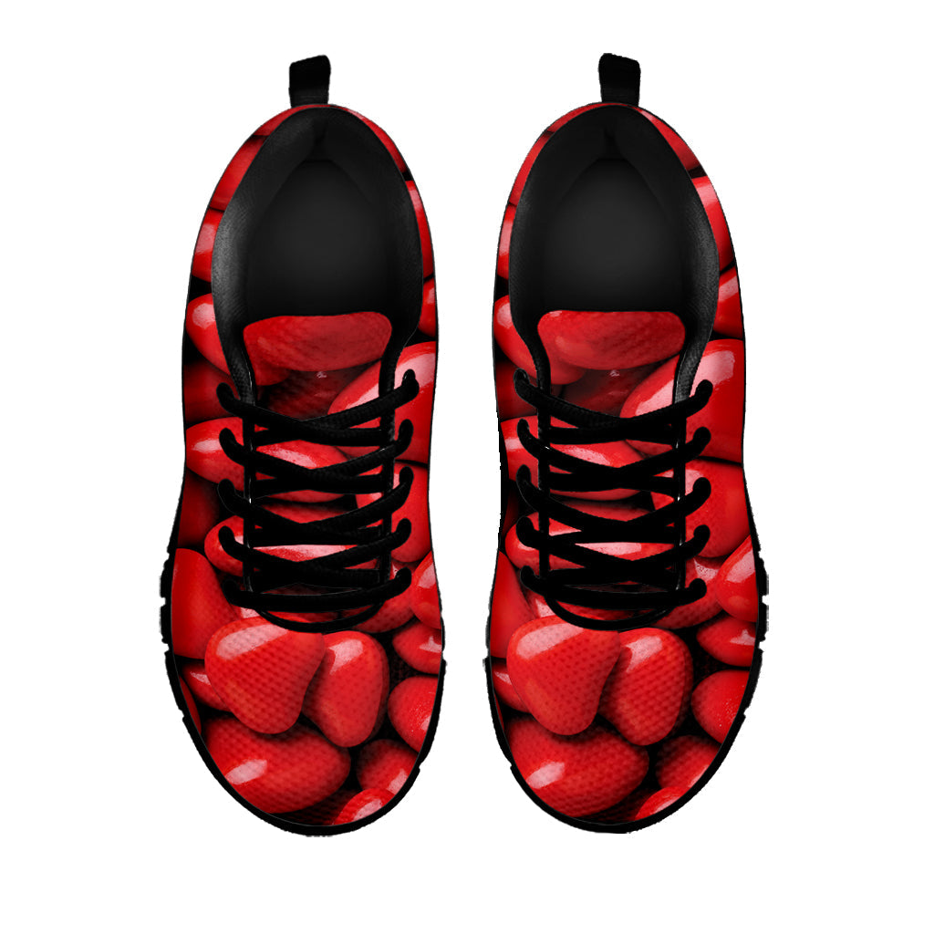 Heart Chocolate Candy Print Black Running Shoes