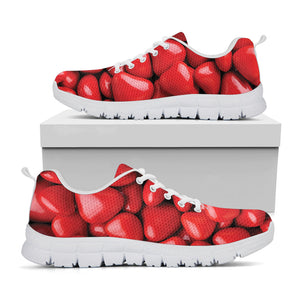 Heart Chocolate Candy Print White Running Shoes