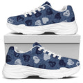 Heart Denim Jeans Pattern Print White Chunky Shoes