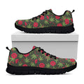 Hemp Leaves And Flowers Pattern Print Black Running Shoes