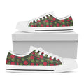 Hemp Leaves And Flowers Pattern Print White Low Top Sneakers
