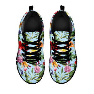 Hibiscus Flower Floral Pattern Print Black Running Shoes