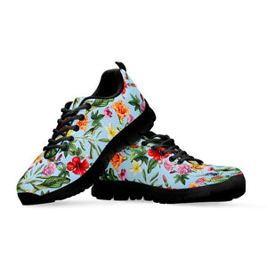 Hibiscus Flower Floral Pattern Print Black Running Shoes