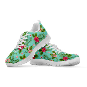 Hibiscus Plumeria Flowers Pattern Print White Running Shoes