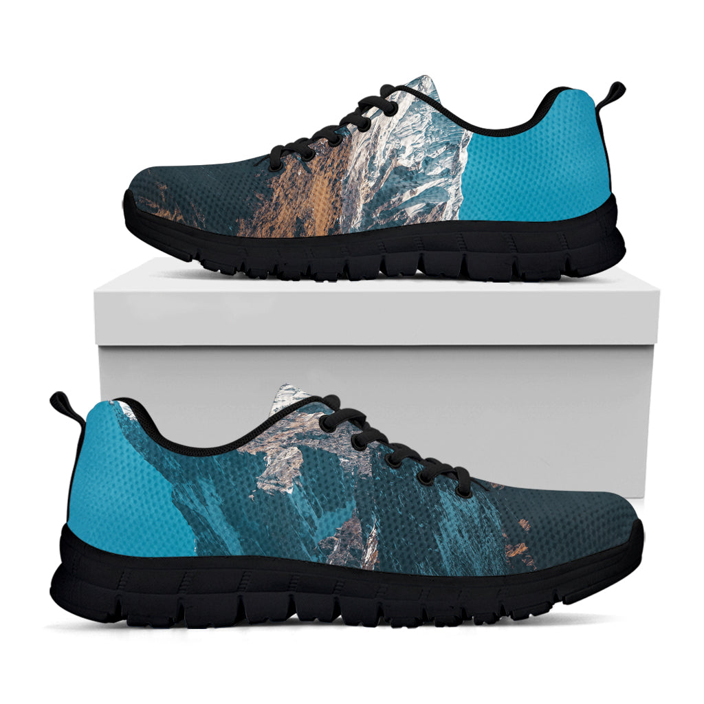 Himalaya Mountain Print Black Running Shoes