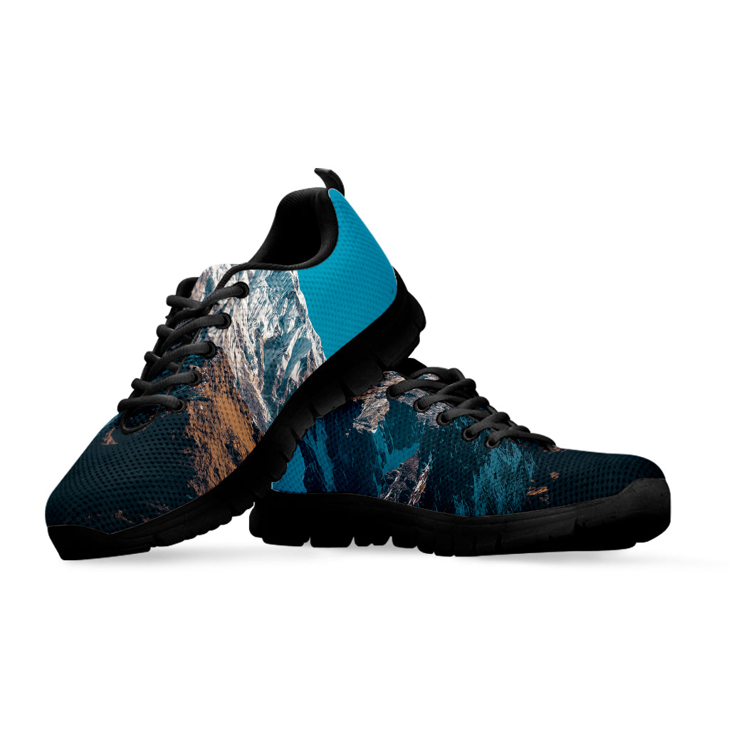 Himalaya Mountain Print Black Running Shoes