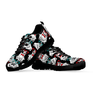 Hipster Frog Pattern Print Black Running Shoes