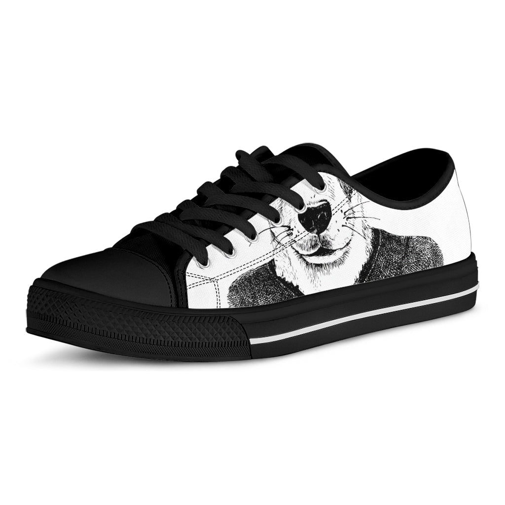 Hipster Jack Russell Terrier Print Black Low Top Sneakers