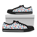 Hockey Equipment Pattern Print Black Low Top Sneakers