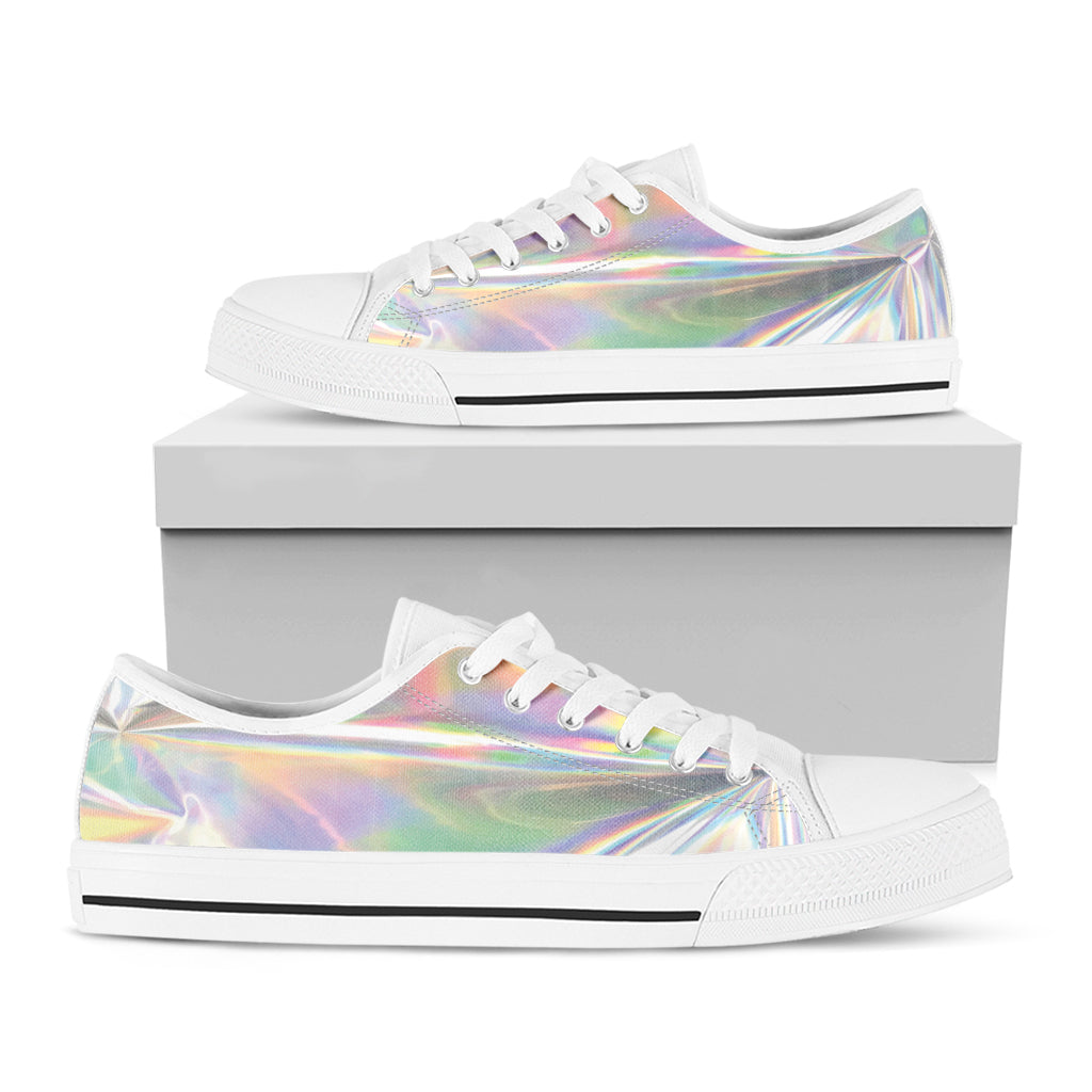 Holographic Art Print White Low Top Sneakers