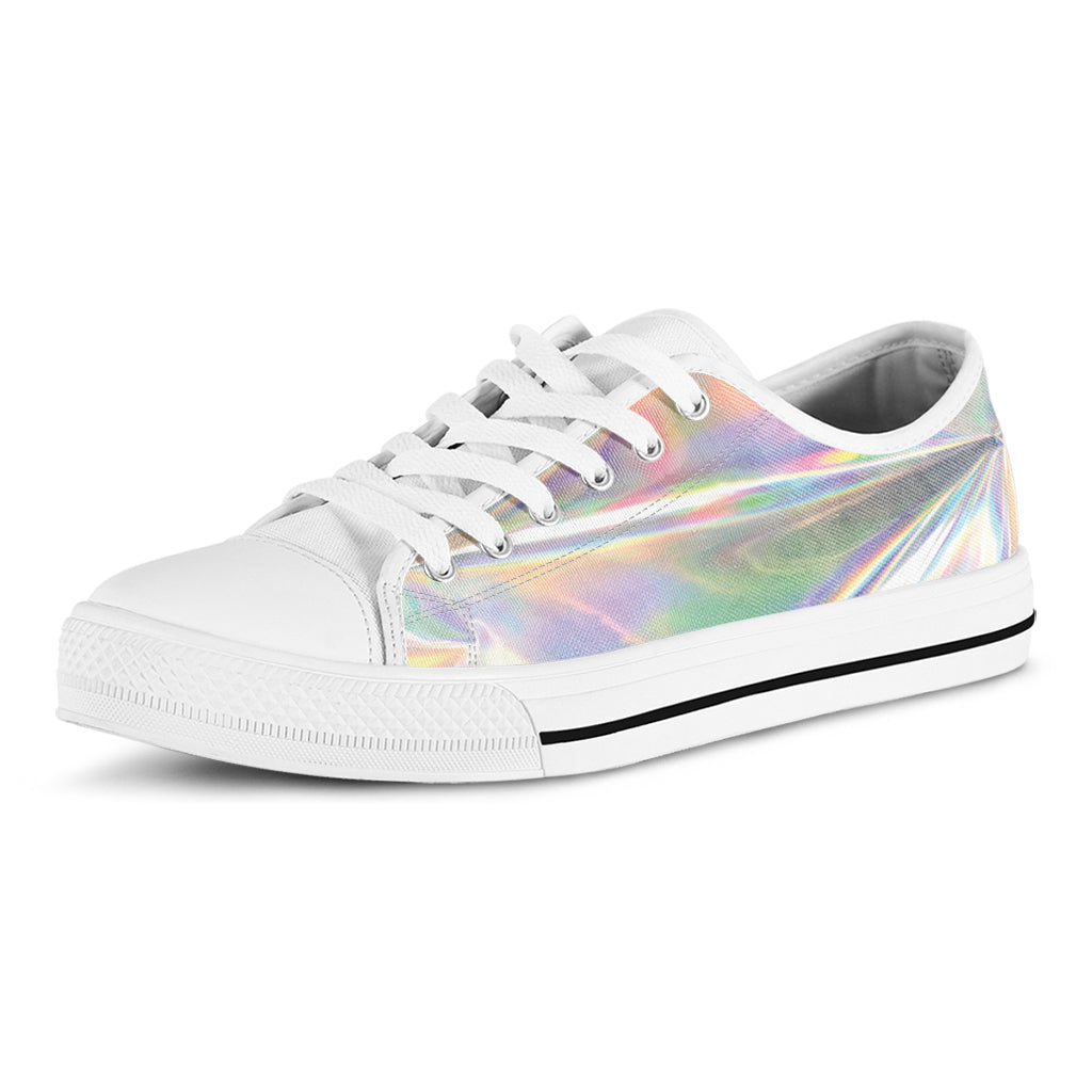 Holographic Art Print White Low Top Sneakers