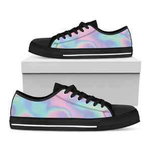 Holographic Waves Print Black Low Top Sneakers