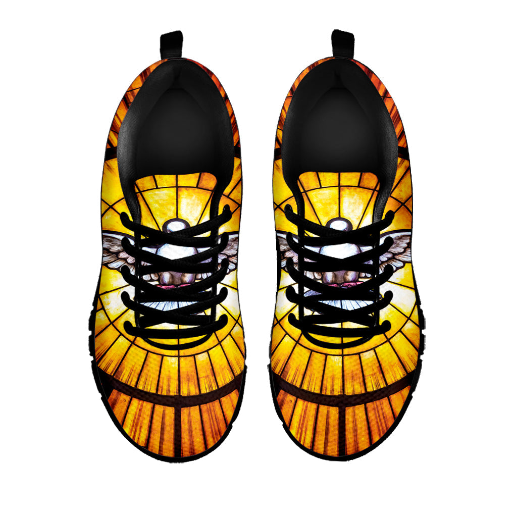 Holy Spirit Dove Stained Glass Print Black Running Shoes