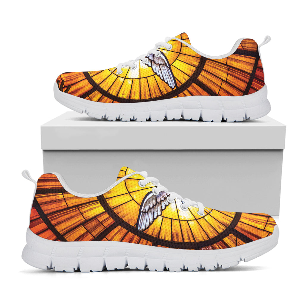 Holy Spirit Dove Stained Glass Print White Running Shoes