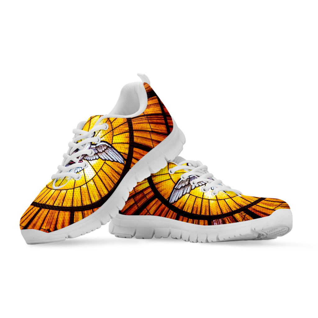Holy Spirit Dove Stained Glass Print White Running Shoes