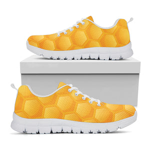 Honeycomb Pattern Print White Running Shoes