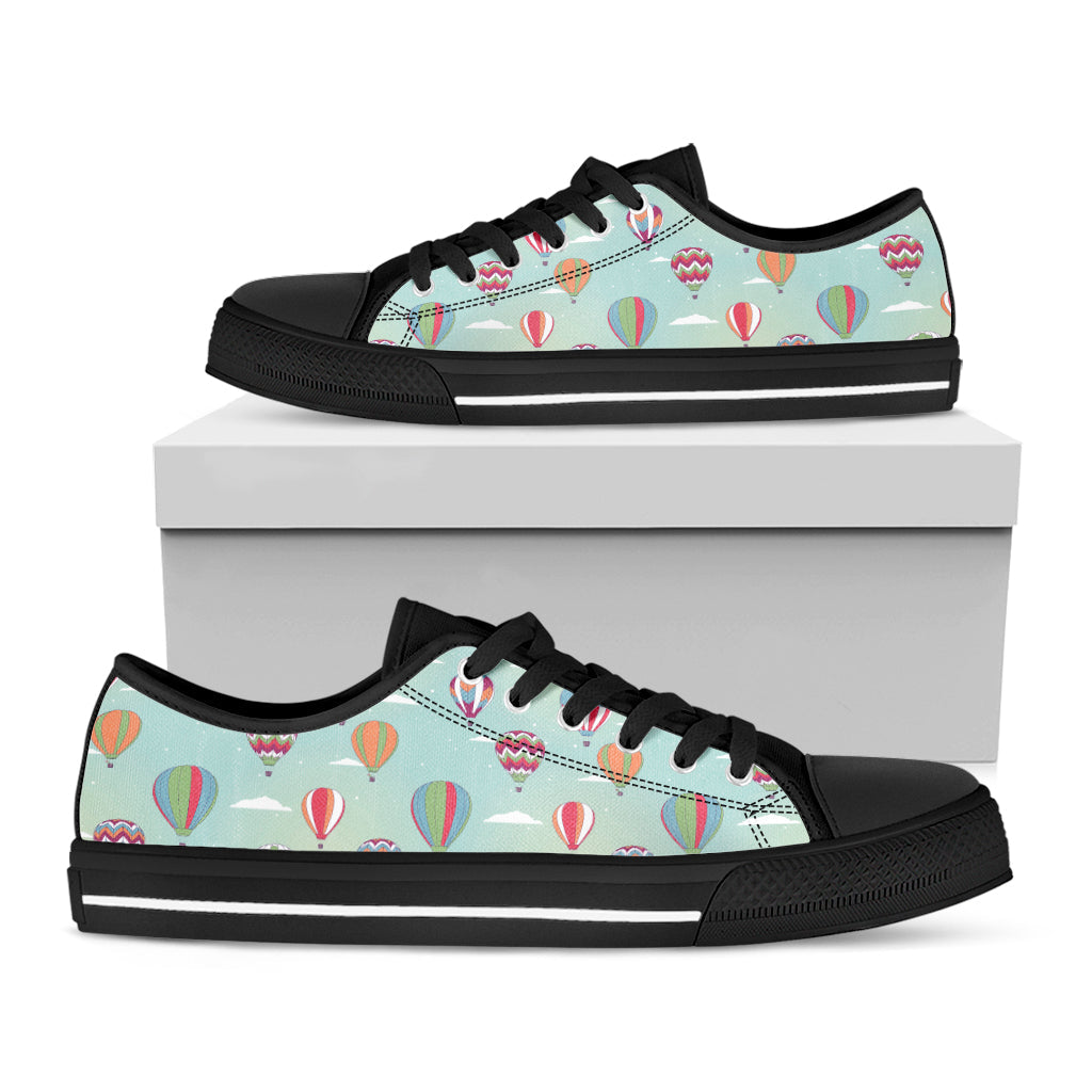 Hot Air Balloon Pattern Print Black Low Top Sneakers