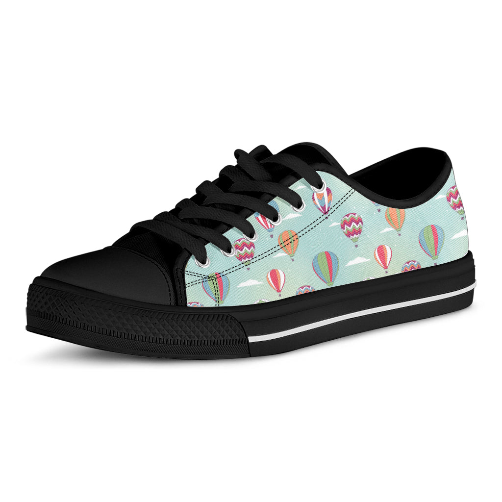 Hot Air Balloon Pattern Print Black Low Top Sneakers