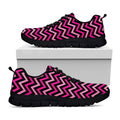 Hot Pink And Black Chevron Pattern Print Black Running Shoes