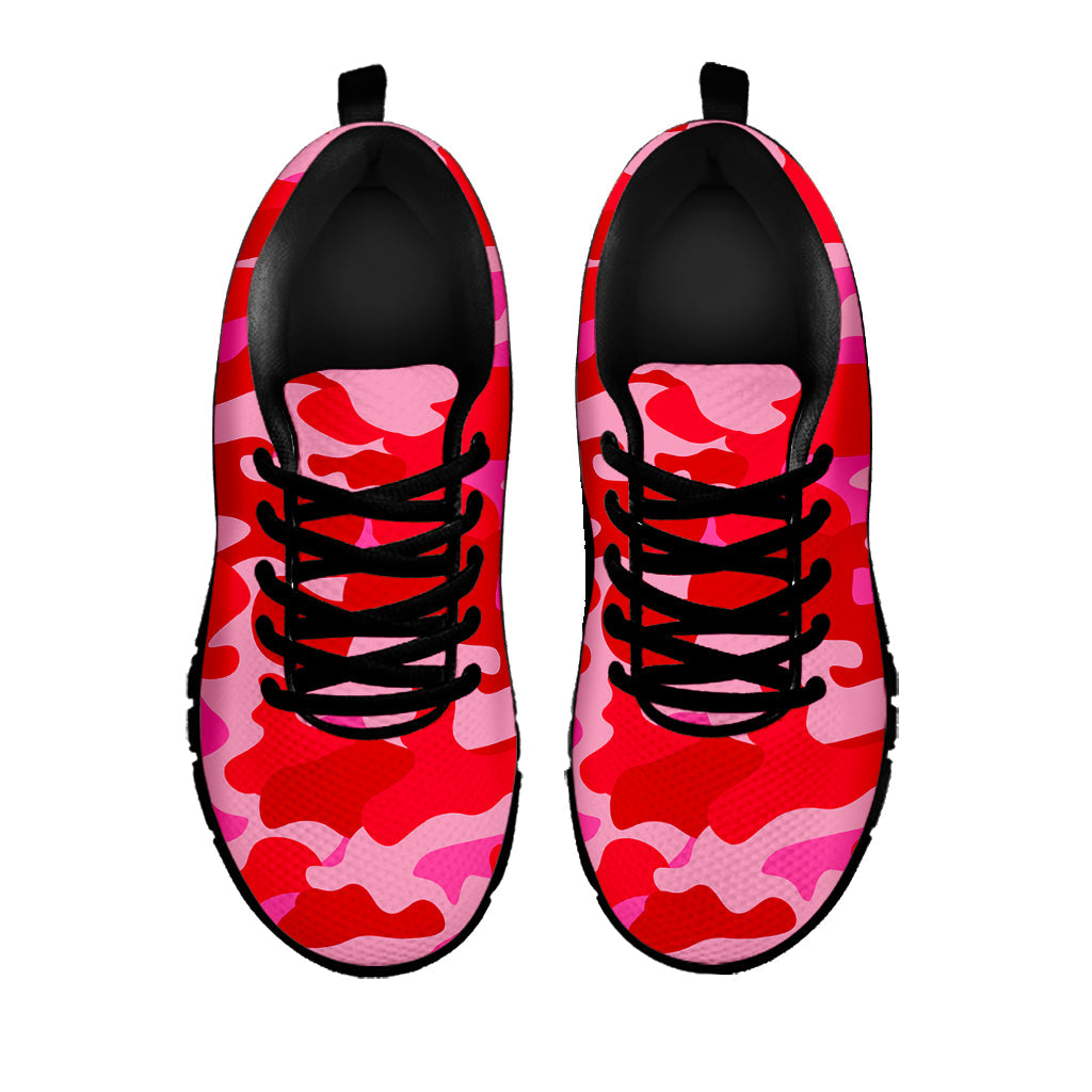 Hot Pink Camouflage Print Black Running Shoes
