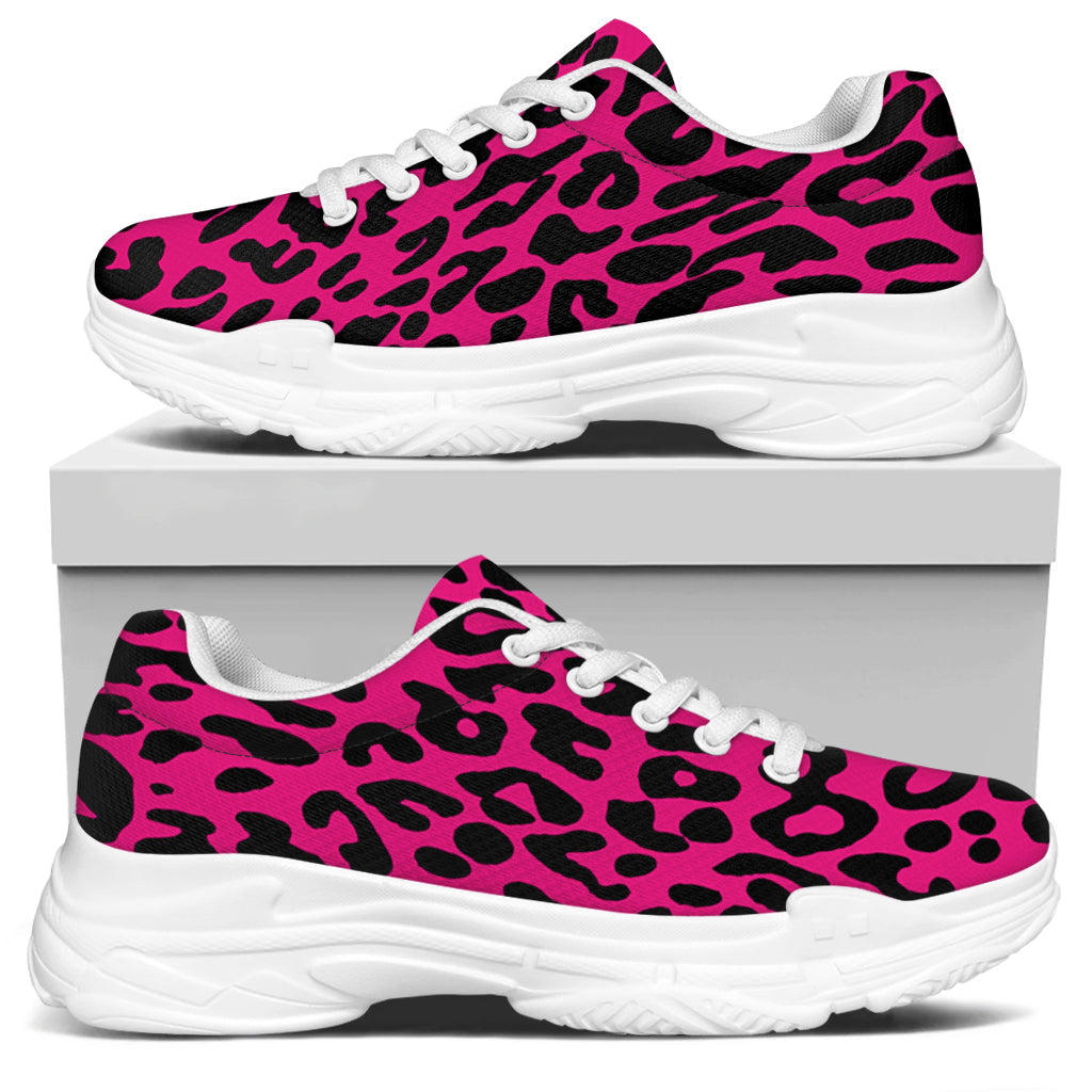 Hot Pink Leopard Print White Chunky Shoes