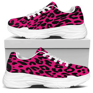Hot Pink Leopard Print White Chunky Shoes