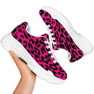 Hot Pink Leopard Print White Chunky Shoes