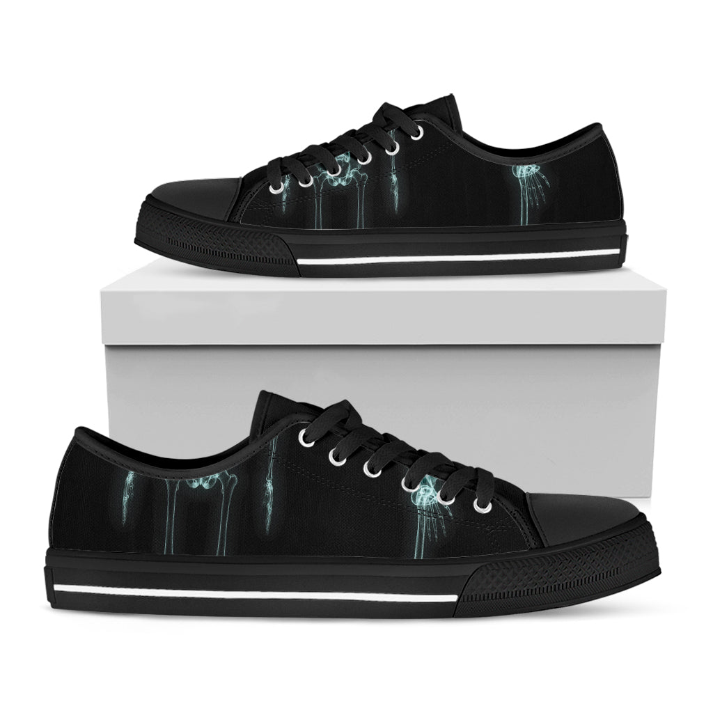 Human Skeleton X-Ray Print Black Low Top Sneakers