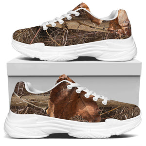 Hunting Camo Pattern Print White Chunky Shoes