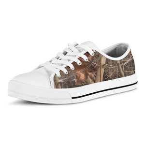Hunting Camo Pattern Print White Low Top Sneakers