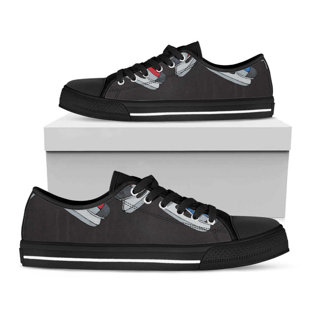 Ice Hockey Skates Print Black Low Top Sneakers
