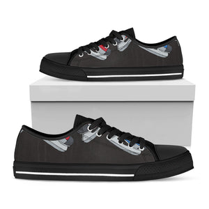 Ice Hockey Skates Print Black Low Top Sneakers